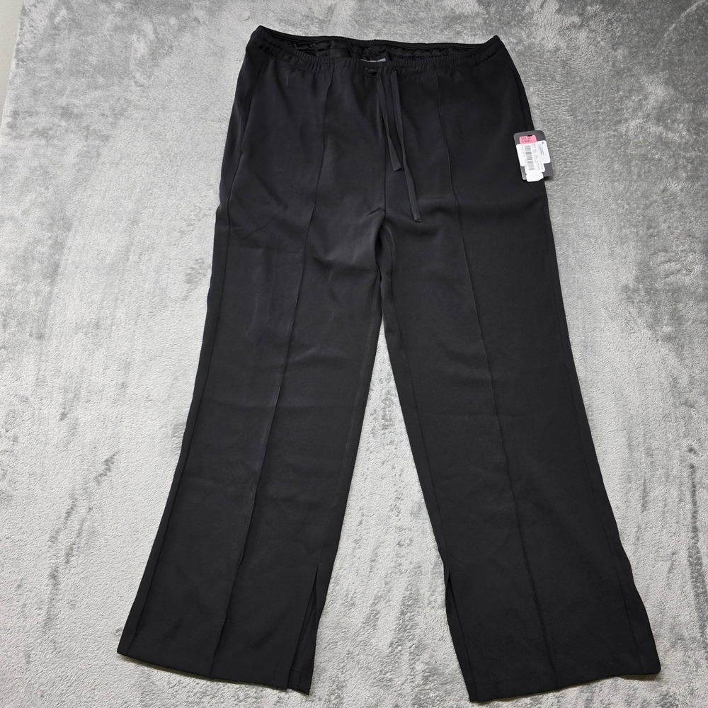 Lysse New York Wide Waistband Pintuck Pants Womens L Black Leg Smoothing NWT